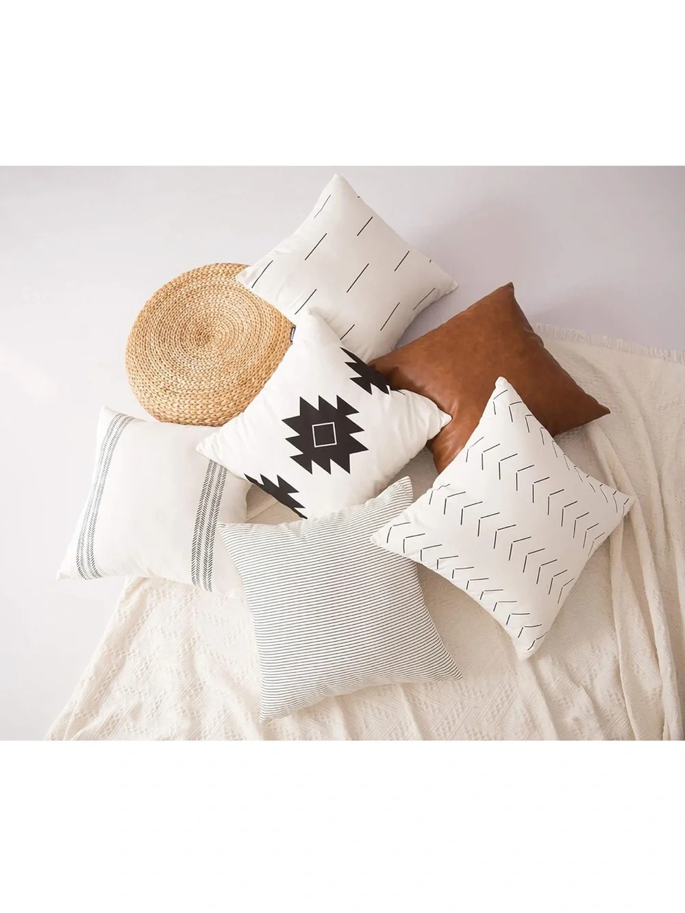Cognac Brown Faux Leather Accent Pillow Covers - Set of 2 - C9